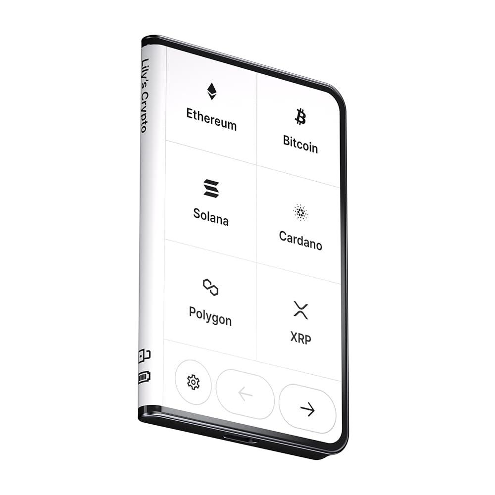 Design impressions of Ledger Stax card like E Ink display weight and side button